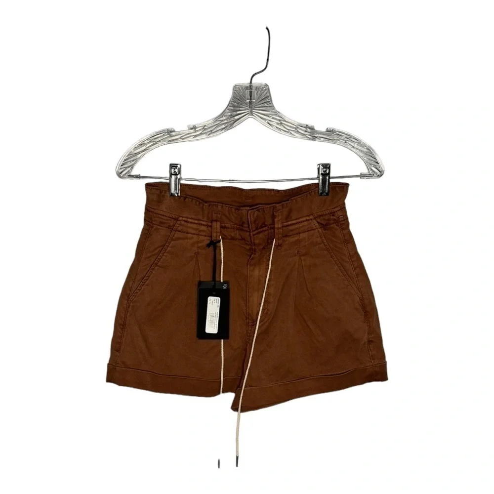 Paige Pleated Carly High Rise Paperbag Short in Vintage Mocha Bisque Size 23 New
